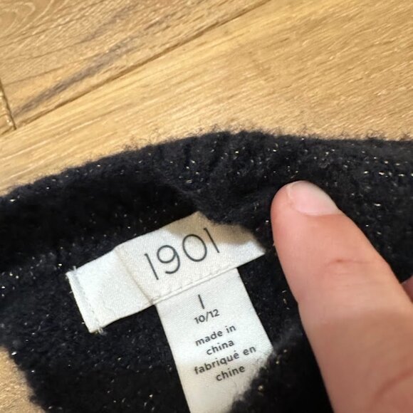 Black Sparkle Puff Sleeve Sweater - Picture 2 of 2